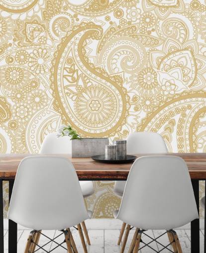 Papier Peint Motif Paisley Crème Papier Peint Motif Paisley Crème