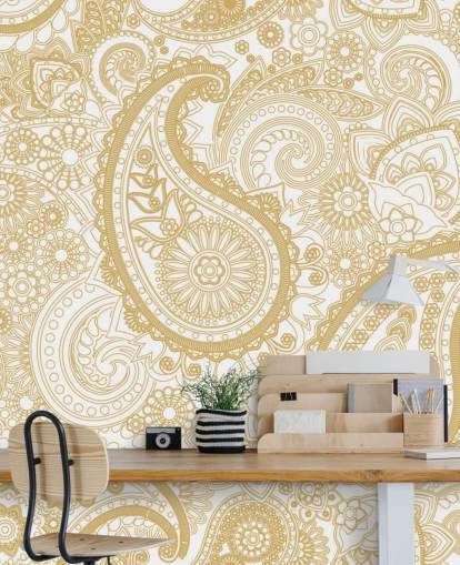 Cream Paisley Pattern Wallpaper