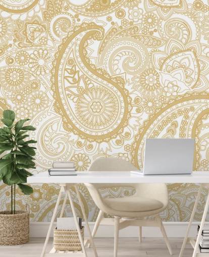 Papier Peint Motif Paisley Crème