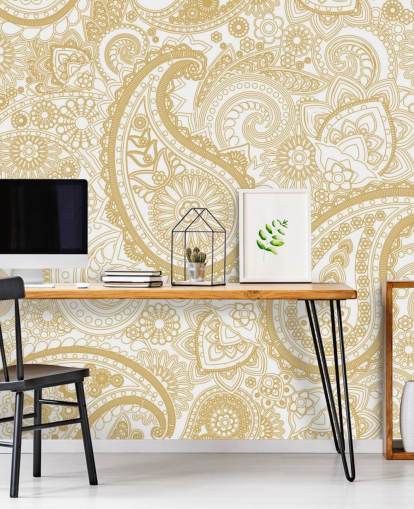 Crème Paisley patroon behang Crème Paisley patroon behang