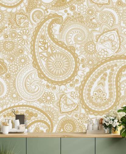 Cream Paisley Mønster Bakgrunn Cream Paisley Mønster Bakgrunn