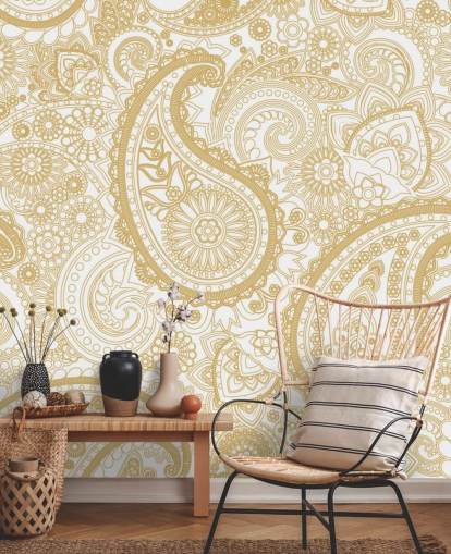 Cream Paisley Pattern Wallpaper