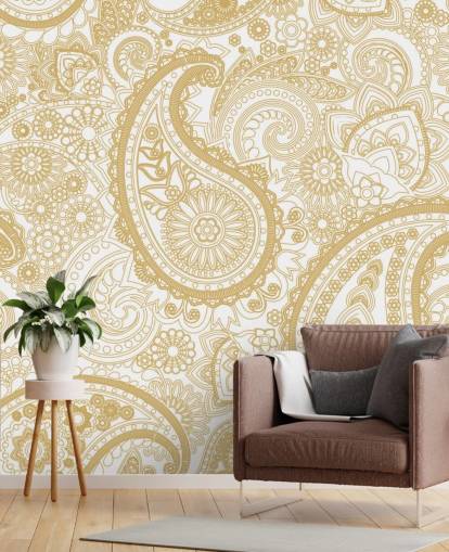 Cream Paisley Pattern Wallpaper