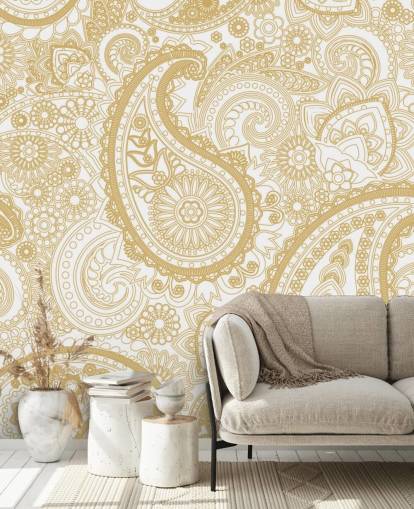 Cream Paisley Mønster Bakgrunn