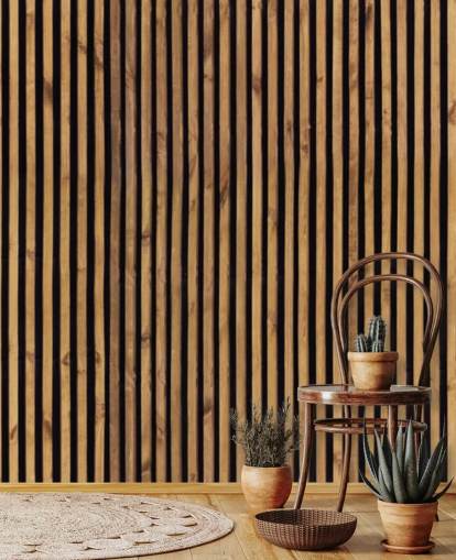 wooden slat natural wallpaper