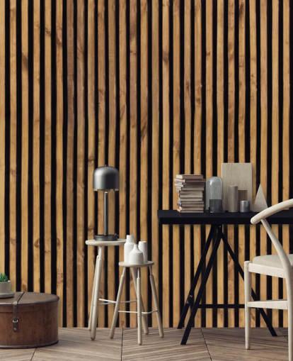 wooden slat natural wallpaper