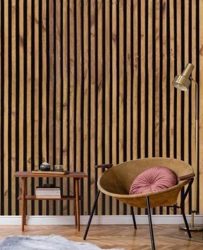 natuurlijk behang met houten latten natuurlijk behang met houten latten
