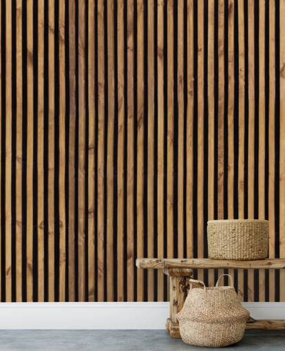 wooden slat natural wallpaper