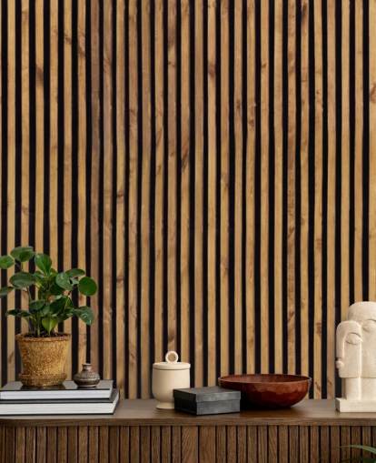 wooden slat natural wallpaper