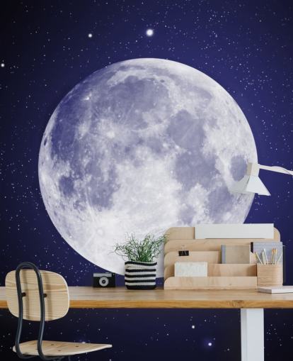 cielo notturno blu scuro con carta da parati luna