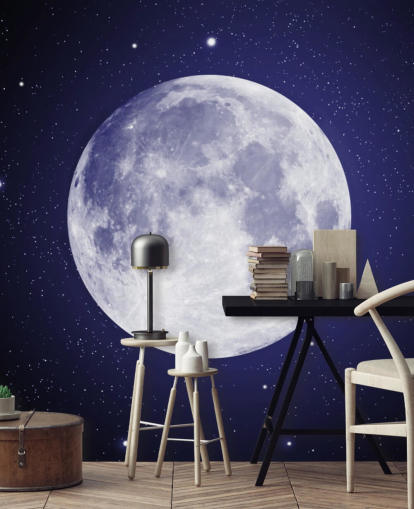 cielo notturno blu scuro con carta da parati luna