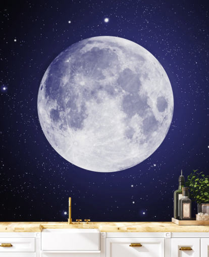 cielo notturno blu scuro con carta da parati luna