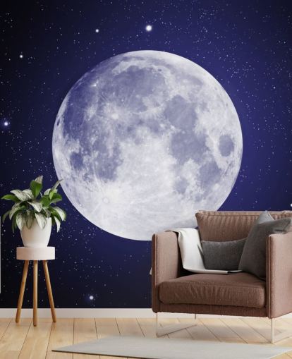 cielo notturno blu scuro con carta da parati luna