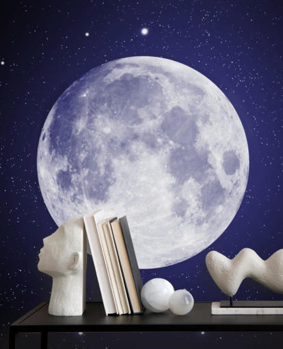 cielo notturno blu scuro con carta da parati luna