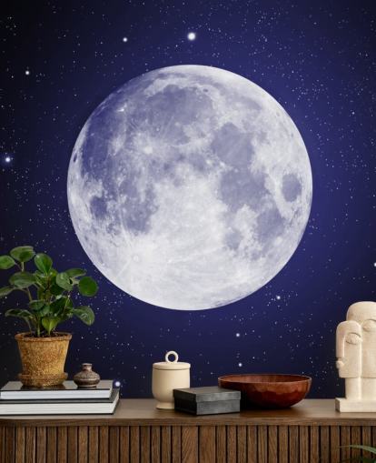 ciel nocturne bleu foncé avec fond d'écran lune