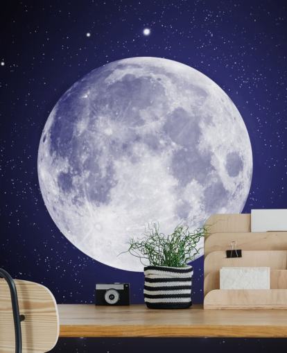 cielo notturno blu scuro con carta da parati luna