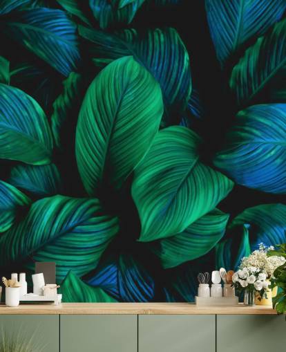 Papel de parede verde e azul