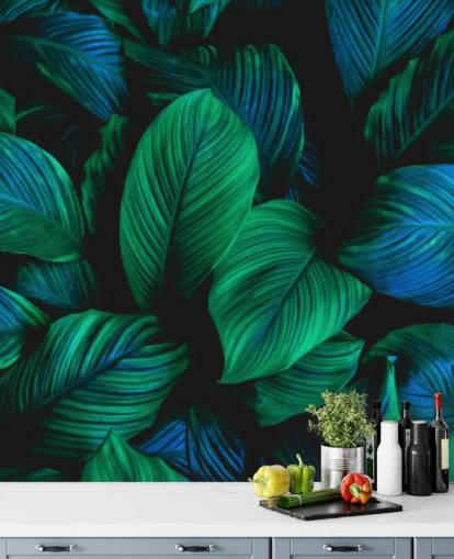 Papel de parede verde e azul