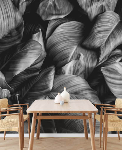 Svart og hvitt blad tapet Svart og hvitt blad tapet