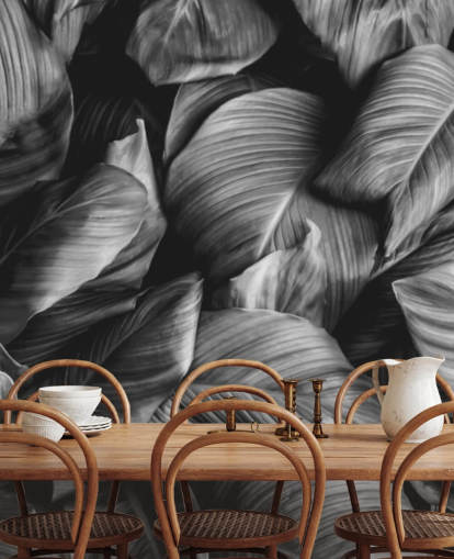 Black and White Leaf Wallpaper