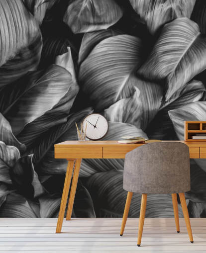 Black and White Leaf Wallpaper