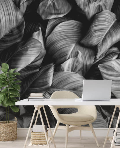 Black and White Leaf Wallpaper