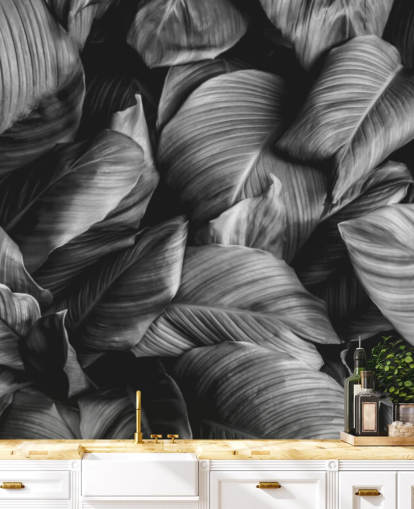 Black and White Leaf Wallpaper