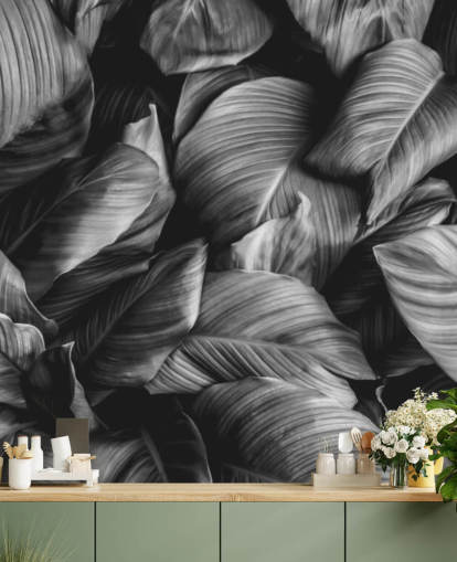Black and White Leaf Wallpaper