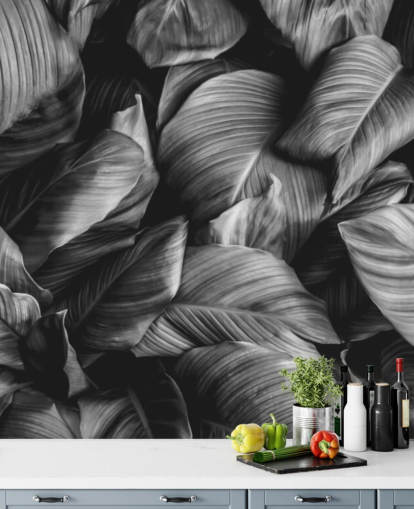 Black and White Leaf Wallpaper