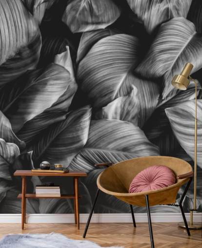 Black and White Leaf Wallpaper