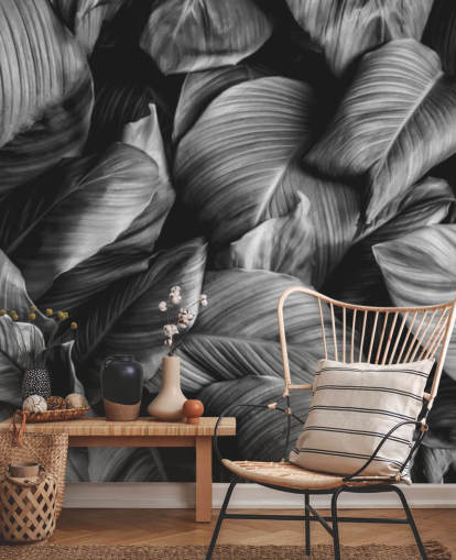 Black and White Leaf Wallpaper