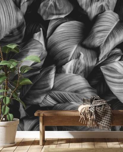 Black and White Leaf Wallpaper