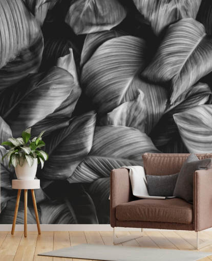 Black and White Leaf Wallpaper