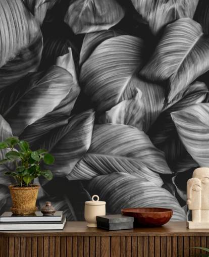Black and White Leaf Wallpaper
