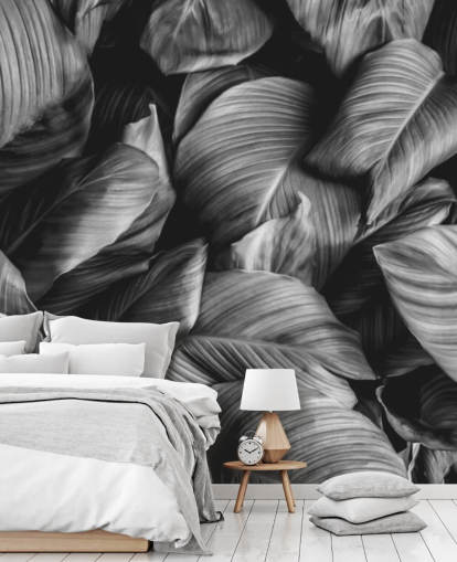 Black and White Leaf Wallpaper