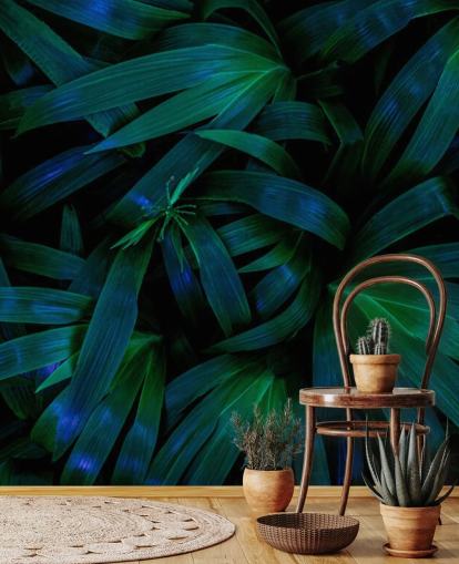 Deep Green Jungle Leaves Wallpaper