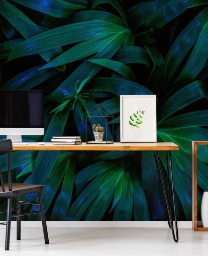 Deep Green Jungle Leaves Wallpaper