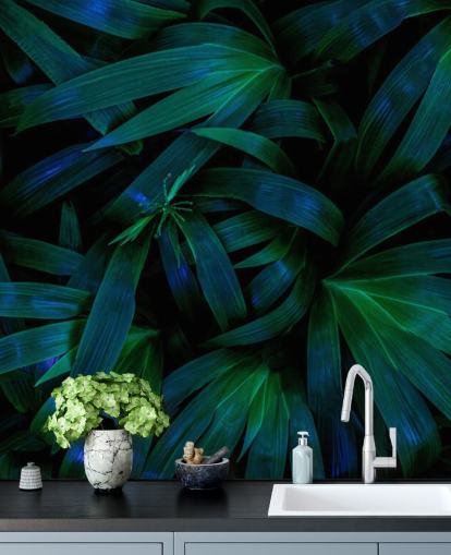 Deep Green Jungle Leaves Wallpaper