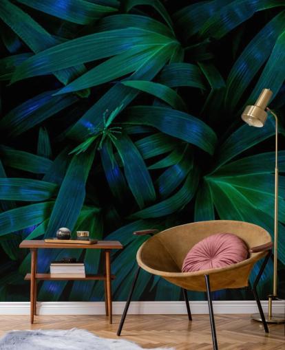 Deep Green Jungle Leaves Wallpaper