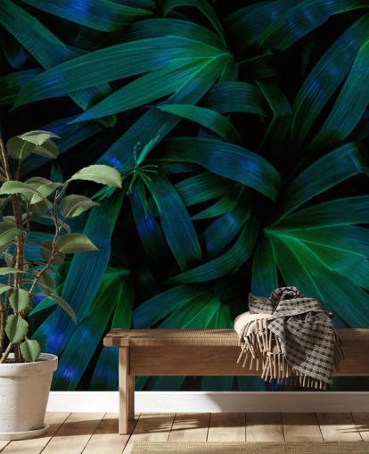 Deep Green Jungle Leaves Wallpaper