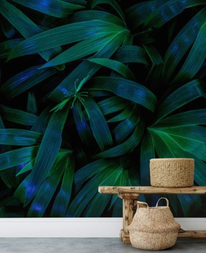 Deep Green Jungle Leaves Wallpaper
