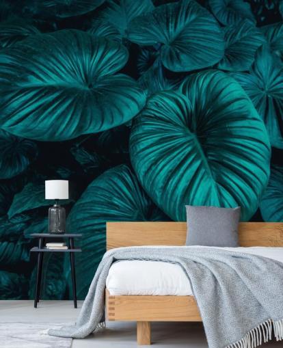 Papel Pintado Hojas Grandes Verde Oscuro