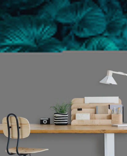 Papel de parede de folhas grandes verdes escuras