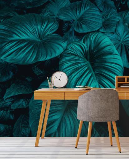 Wide Green Leaves Leaf Wallpaper