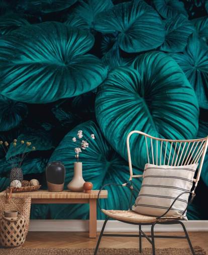 Dark Green Large Leaves Wallpaper