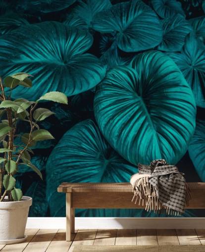 Dark Green Large Leaves Wallpaper