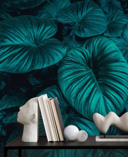 Wide Green Leaves Leaf Wallpaper