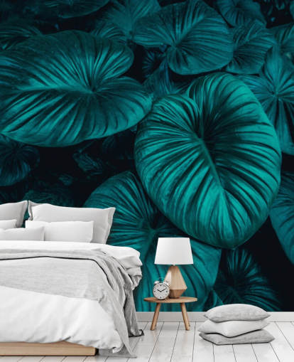Papel Pintado Hojas Grandes Verde Oscuro