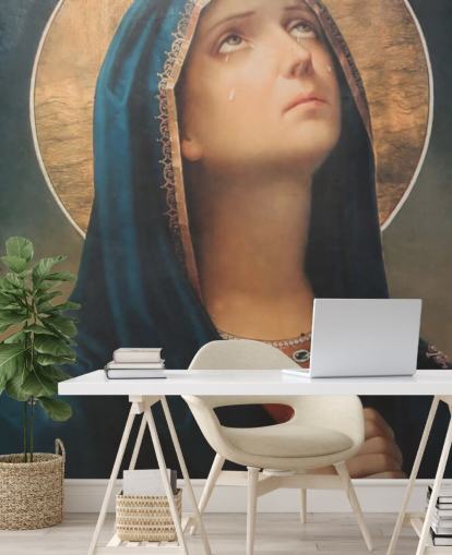 Mural de pared María llorando cristiana