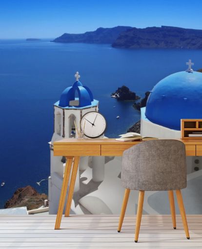 Santorini tradisjonelle kirke i Oia veggmaleri Santorini tradisjonelle kirke i Oia veggmaleri